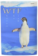 Garden Flag Double Sided Yard Banner Penguin WTF Where&#39;s The Fish Flag E... - £10.79 GBP