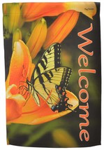 Welcome Garden Flag Yellow Butterfly Double Sided Yard Banner Flag Emotes N - £10.64 GBP
