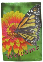 Welcome Garden Flag Monarch Butterfly Double Sided Yard Banner Flag Emot... - £10.65 GBP