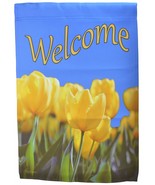 Welcome Garden Flag Yellow Tulips Double Sided Yard Banner Decor Flag Em... - £10.61 GBP