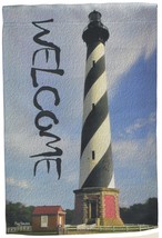 Welcome Garden Flag Black &amp; White Lighthouse Double Sided Banner Flag Emotes N - £10.82 GBP