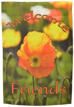 Welcome Friends Garden Flag Orange Flower Double Sided Yard Banner Flag ... - £10.62 GBP