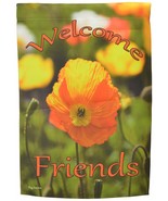 Welcome Friends Garden Flag Orange Flower Double Sided Yard Banner Flag ... - £10.61 GBP