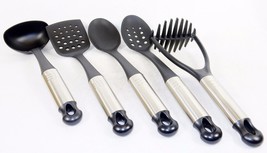 5-Piece Kitchen Tool Set ~ Sturdy Nylon w/Metal Grips, Spoons, Spat &amp; Masher - £14.06 GBP