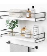 Forbena White Floating Shelves For Bathroom Organizer Over, White-Grey S... - £26.73 GBP