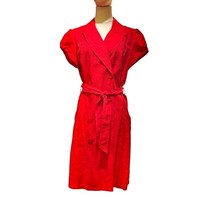 Robbie Bee Red Shirt Dress Size 14 Belted Collar Double Breasted Cotton ... - £14.62 GBP