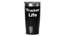 Trucker Life Tumbler Travel Coffee Cup Truck Driver 18 Wheel On the Road - $27.78+