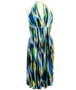 Calvin Klein Halter Swing Dress Womens size 4 Small Multi blue - £15.80 GBP