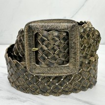 Chico&#39;s Vintage Metallic Genuine Leather Braided Woven Belt Size Medium M Womens - £23.29 GBP