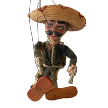 Mexican Gun Fighter Marionette Paper Mache Jointed Puppet Vintage Working - $79.87