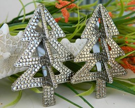 Vintage Pair Christmas Tree Clips John Hardy Modernist 1970s 3D Silver - £22.01 GBP
