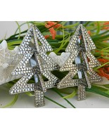 Vintage Pair Christmas Tree Clips John Hardy Modernist 1970s 3D Silver - €24,78 EUR