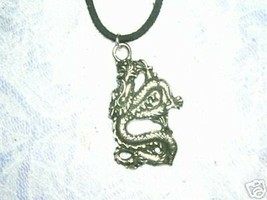 Discontinued Chinese New Year Dragon Curvy Body Pewter Pendant Adj Necklace - £7.98 GBP