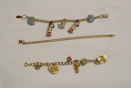 2 Disney charm bracelets and 1 necklace Minnie Mouse figure goldtone - £11.98 GBP
