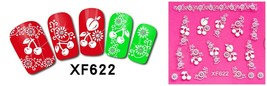 Nail Art 3D Stickers Stones Design Decoration Tips Cherry White Black XF622 - £2.26 GBP