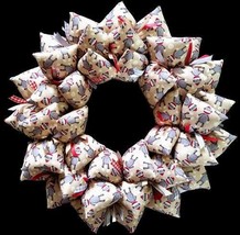Funny Sock Monkey Handmade Fabric Wreath Decoration with Santa Hat for W... - $49.95