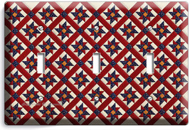 COUTRY QUILT QUILTED BLANKET PATTERN TRIPLE LIGHT SWITCH COVER PLATE ROO... - £13.24 GBP