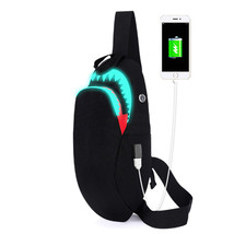 Night Luminous Backpack Men Fashion USB Charging Laptop Bookbag Chest Bag Teenag - £70.26 GBP