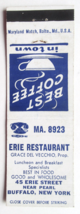 Erie Restaurant - Buffalo, New York 20 Strike Matchbook Cover Grace Del Vecchio - £1.57 GBP