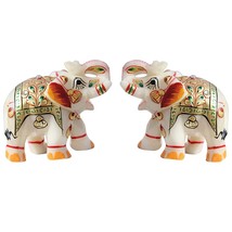 Hand-Crafted Marble Elephant/ Handicraft Home Decor Marble Meena Elephan... - $18.99