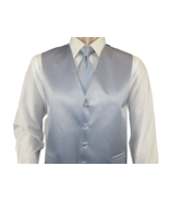 Men&#39;s Q Brand Formal Tuxedo Vest Tie and Hankie Satin #10 Gray - £15.92 GBP