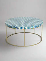 Heritage Inlay Round Center Table – Brass Base - $899.00