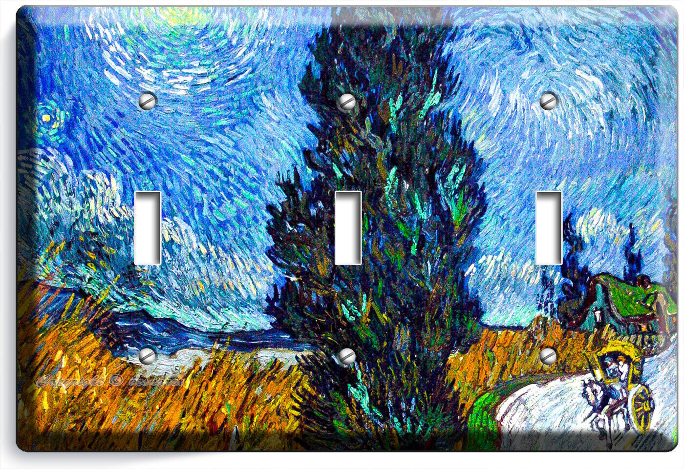 VAN GOGH PROVIDENCE COUNTRY ROAD BY NIGHT LIGHTSWITCH OUTLET WALL PLATE ROOM ART Item image 4