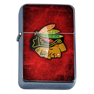 Windproof Refillable Flip Top Oil Lighter Chicago D4 City Blackhawks Hockey