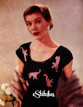 1950s Pink Elephants Scoop Neck Blouse, Short Sleeves - Knit pattern (PDF 3435) - £2.99 GBP