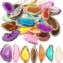 Polished Agate Slices Drilled Agate Pendants in Various Sizes and Colors... - $40.26