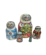 5pcs Hand Painted Russian Nesting Doll &quot;Christmas Cats&quot; (7.25 inches tall) - $1,179.52 MXN