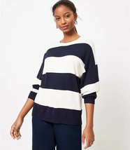 LOFT Striped Poncho Sweater Forever Navy New - $39.99