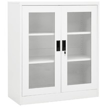  Office Cabinet White Steel and tempered glass - $281.49