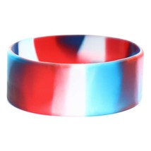 20 Red White Blue One Inch Wide Simple Silicone Wristbands - £10.19 GBP