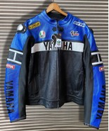 Yamaha VR 46 Blue &amp; Black Cowhide Leather Motorcycle Jacket With CE-Armor - $149.00