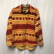 Vintage Razzy Shirt Mens Small Yellow Red Aztec Western Corduroy Cotton - £18.39 GBP