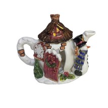 Christmas Dazzle Ceramic Teapot House Tea Light Candle Holder Snowman 9x... - $17.27