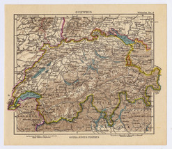 Ca 1935 Vintage Map Of Switzerland - £13.65 GBP