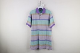 Vintage 90s Streetwear Mens Medium Faded Rainbow Striped Color Block Pol... - £34.36 GBP