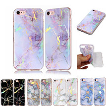 Colorful Bling Plating Marble Soft Silicone Case Cover For iPhone 5S 6 7 8Plus X - £36.37 GBP