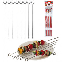 8 Pc Metal Bbq Skewers 14&quot; Stainless Steel Cooking Barbecue Kebab Grill ... - £14.14 GBP