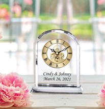 Diamond Cut Crystal Etched Gold Clock Desk Table Wedding Anniversary Birthday - £167.85 GBP