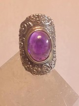 Floral ring flower knuckle band size_7.75 amethyst sterling silver Israel women  - £70.06 GBP