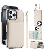 Case for iPhone 14 Pro (Color: White)  Long Strap RFID Leather Wallet S... - $1,127.37 MXN