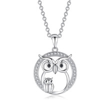 Argent Cercle Avec Momma Et Bébé Chouette Suspendu Intérieur, Beaucoup G... - $20.75