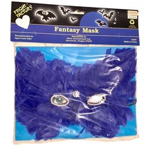 Fright Factory Fantasy Bird Mask Blue Feather Costume Halloween Mardi Gras - £11.85 GBP