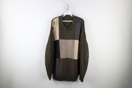Vtg 90s Coogi Style Mens 2XL Ed Bassmaster Checkered Cable Knit Cosby Sweater - £47.44 GBP