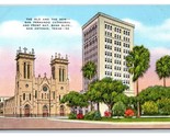 San Fernando Cathedral and Frost Bank San Antonio TX UNP Linen Postcard N18 - $4.90