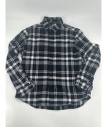 Mens Black Gray plaid  flannel shirt size  Large L - $12.20