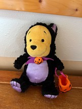 Small Disney Plush Winnie The Pooh in Black in Purple Kitty Cat Costume Hallowee - £16.73 GBP